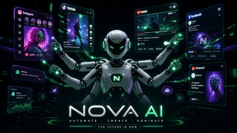 NOVA AI קורס סוכן אוטונומי שמפרסם ב-5 רשתות חברתיות 24/7
