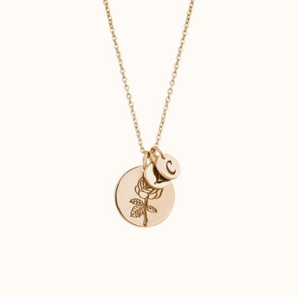 A close-up shot of a stylish rose pendant necklace, perfect for fashion and jewelry promotions.