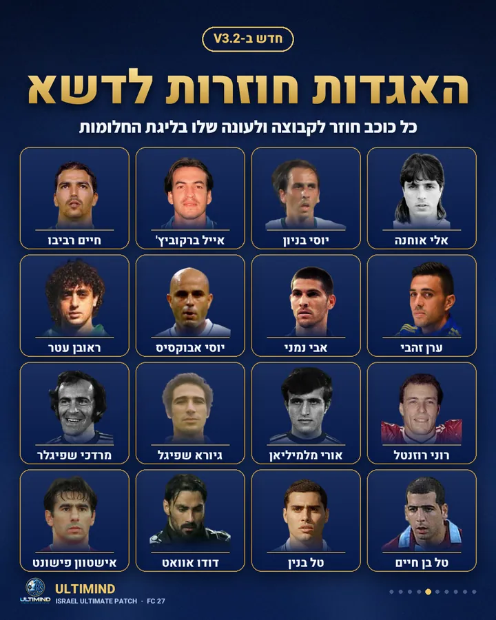 האגדות של הכדורגל הישראלי חוזרות לדשא, ביניהם אלי אוחנה, חיים רביבו, יוסי בניון ואייל ברקוביץ׳